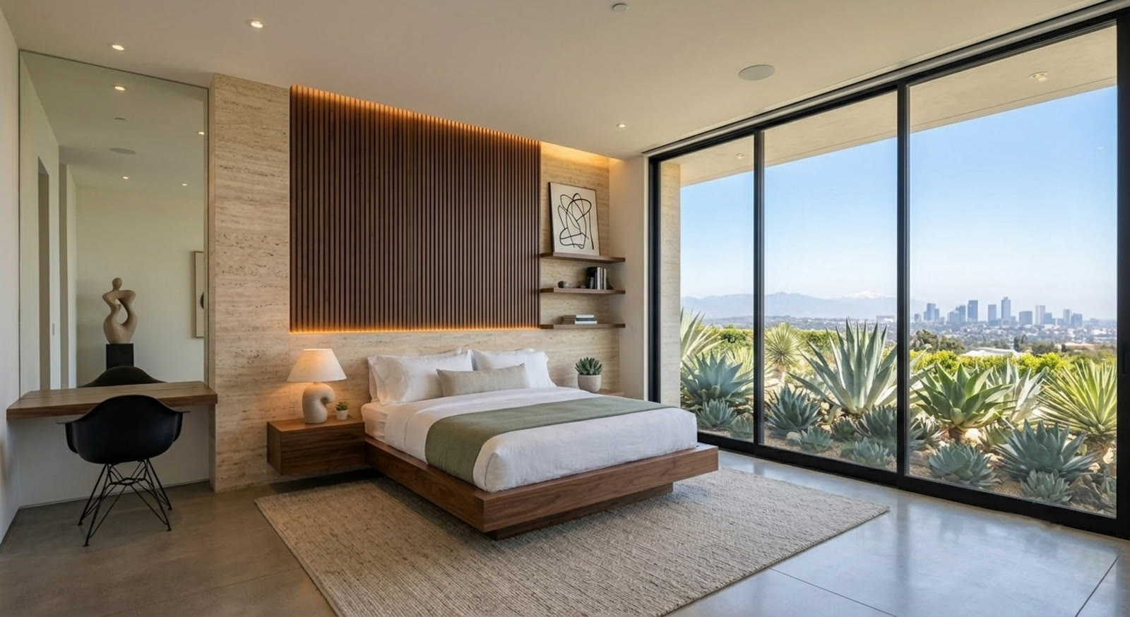 A guest suite with its own workspace — and a view to match.